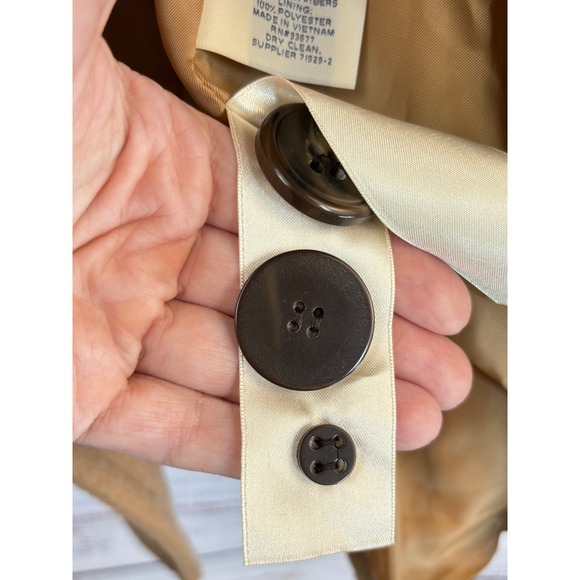 Caramel Latte Tan Wool Pea Coat L Double Breasted Old Money Quiet Luxury Camel - Picture 6 of 14